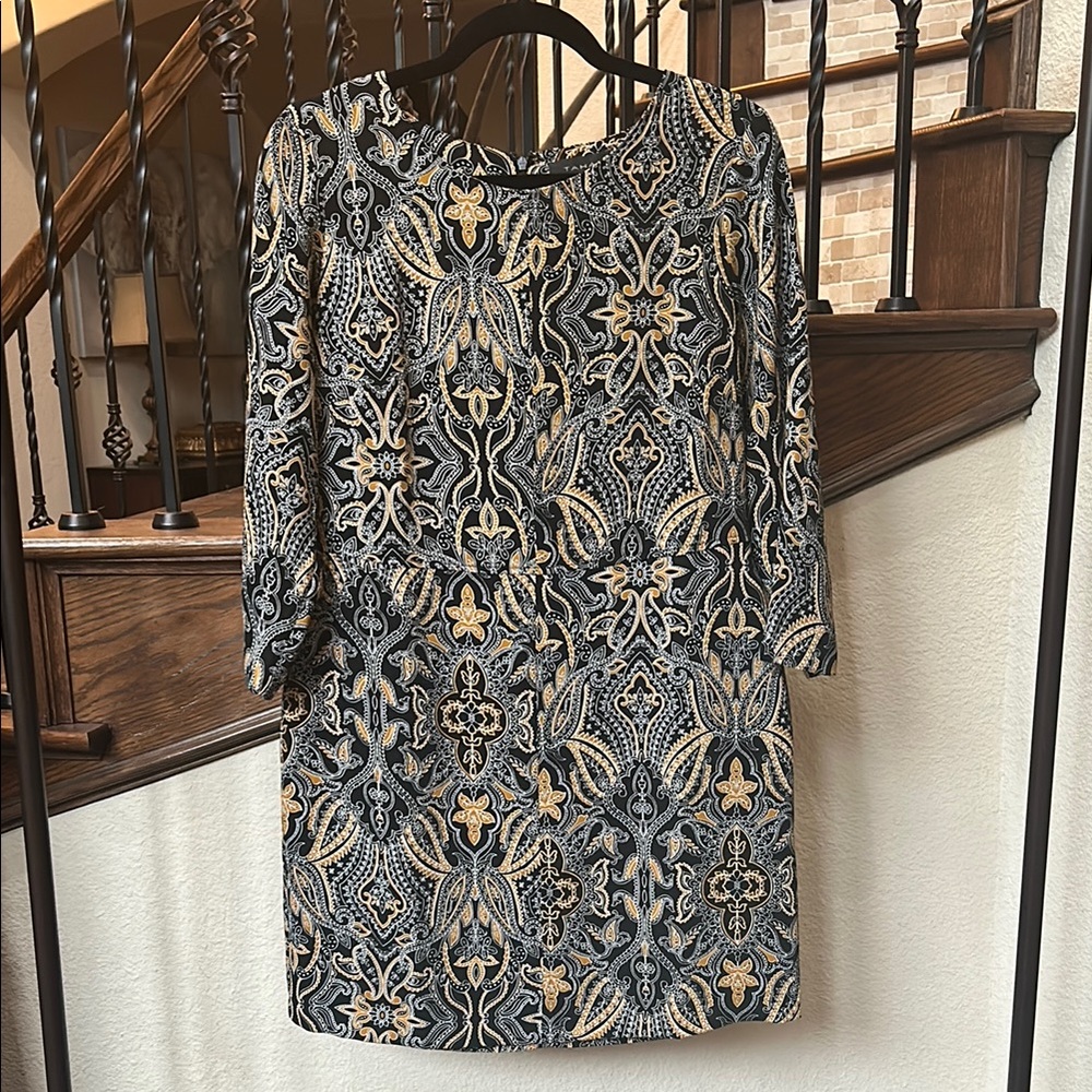 Tahari Dress 3/4 Sleeve Crew Neck